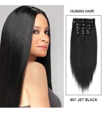 26" Jet Black (#1)Clip On Hair Extension
