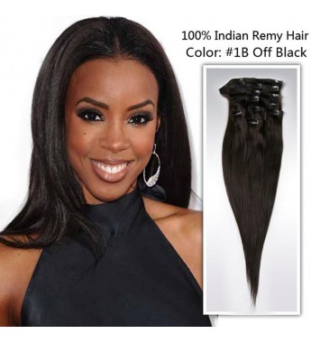 26" Color#1B(Off Black) Straight Clip On 
