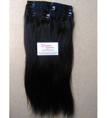 16" Jet Black (#1)Clip On Hair Extension