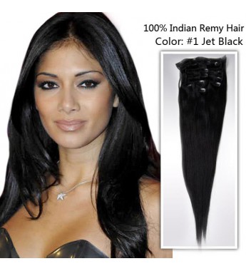 22 inch Jet Black #1 Clip Extension