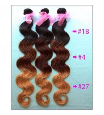 Three Tone 28 Inch Brazilian Body Wave Weft