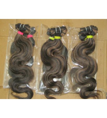 22 Inches Black Brown Mix Color Weft