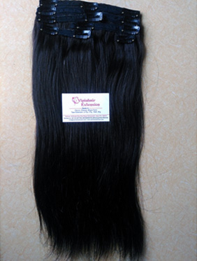 16" Jet Black (#1)Clip On Hair Extension