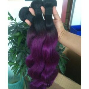 1B,Purple, Natural Human Hair Body Wave 18 inch Weft