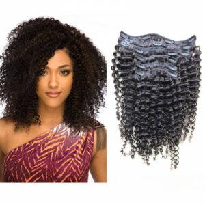 24" Color#1(Jet Black) Curly Clip On extension