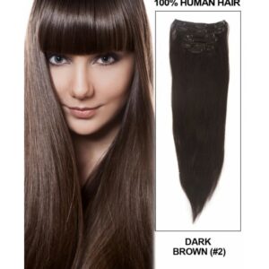 24" Dark Brown (#2) Full Head Clip in