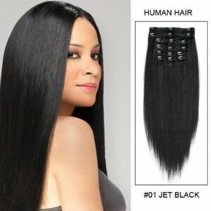26" Jet Black (#1)Clip On Hair Extension